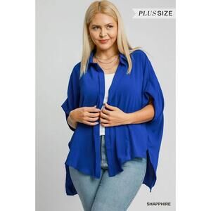 Umgee Oversized Button Down Shirt (XL, 1X, 2X)